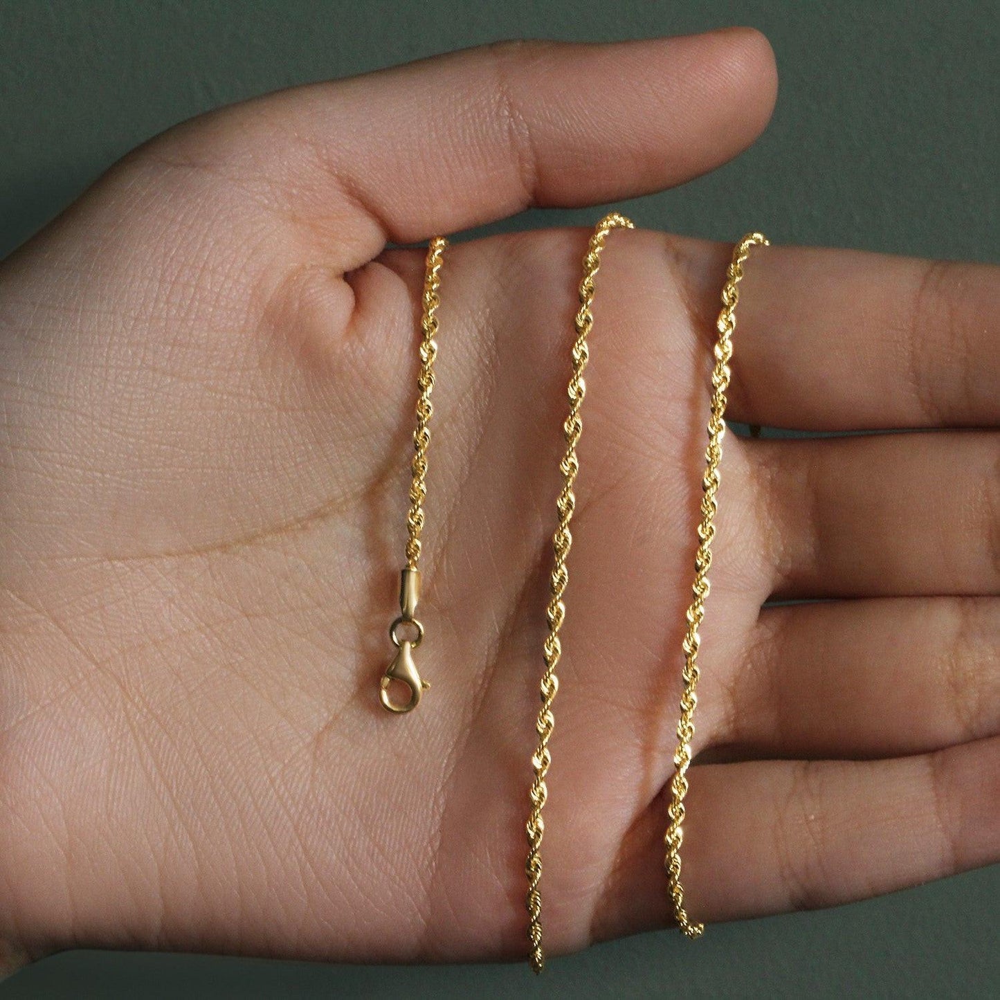 10k Yellow Gold Solid Diamond Cut Rope Chain (1.80 mm)