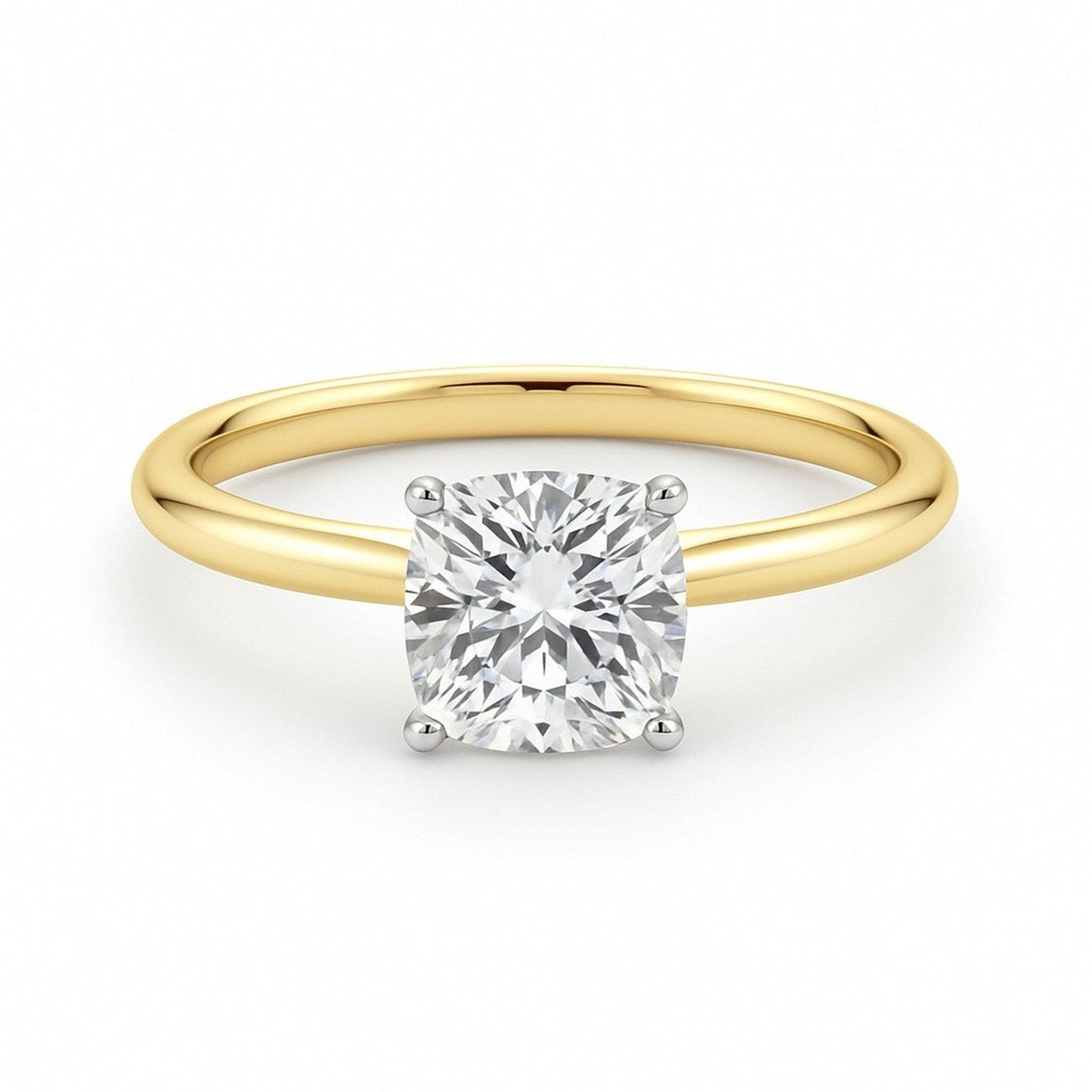 1.50Ct Cushion Lab Grown IGI G/VS1 Diamond Ring in 10K Yellow Gold