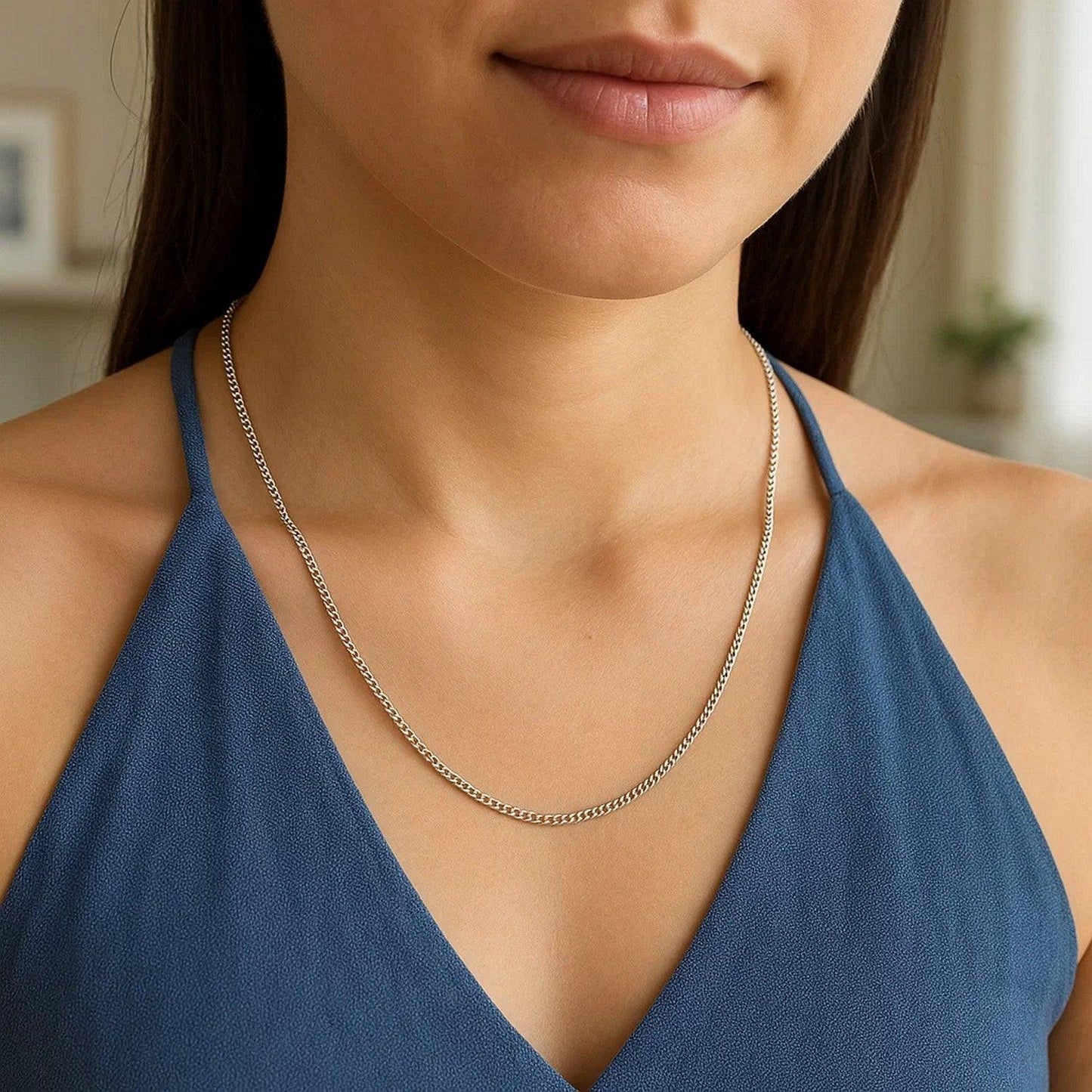 14k White Gold Gourmette Chain (1.40 mm)