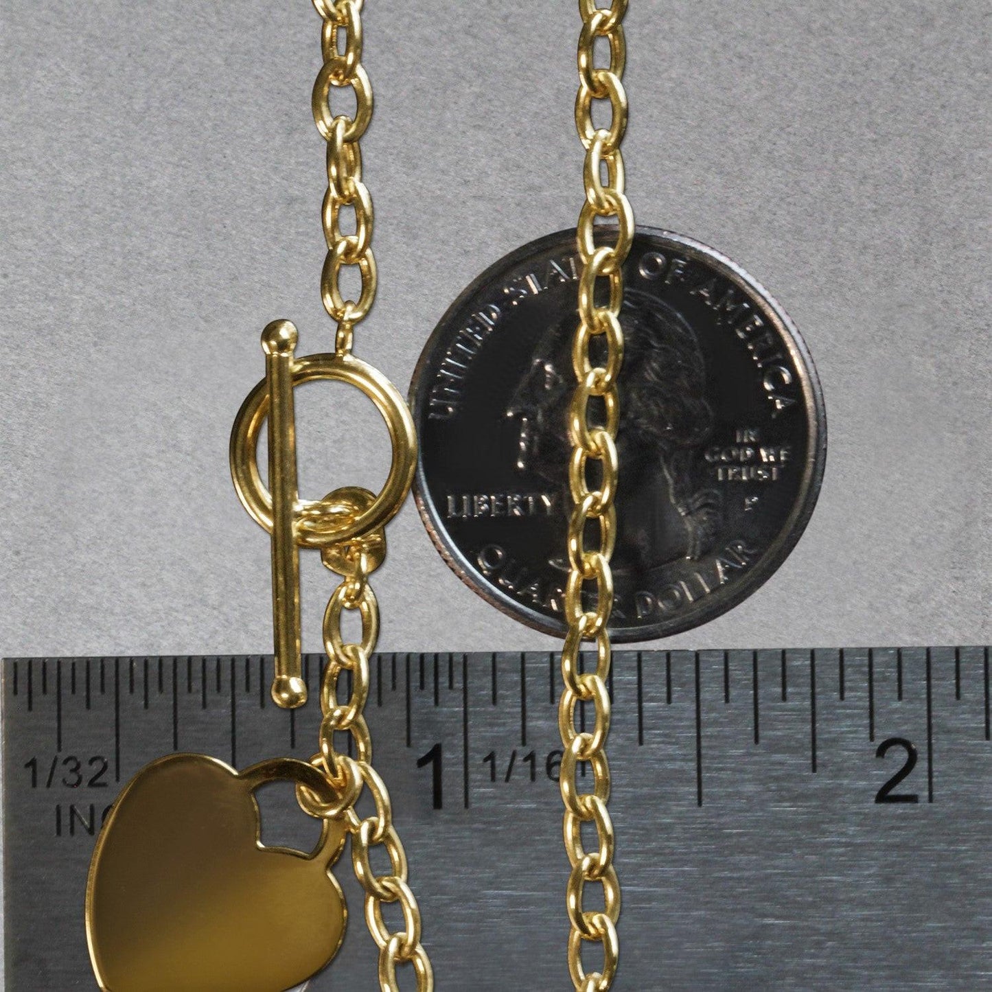 Toggle Bracelet with Heart Charm in 14k Yellow Gold (4.80 mm)
