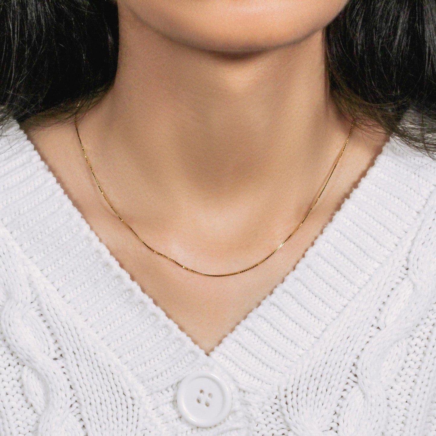 18k Yellow Gold Box Chain 0.8mm (0.78 mm)