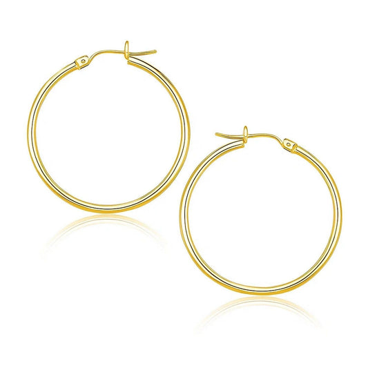 14k Yellow Gold Polished Hoop Earrings (1.5x25mm)