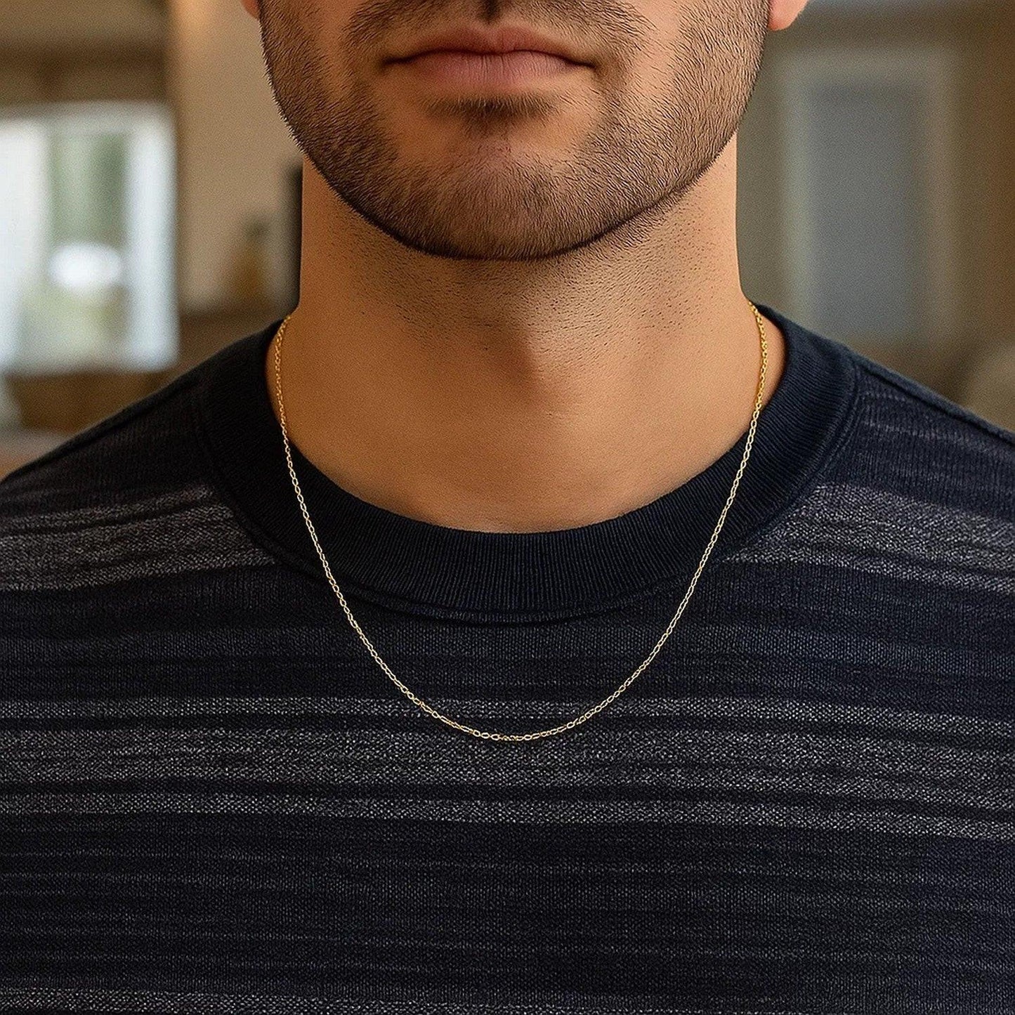 14k Yellow Gold Diamond Cut Cable Link Chain (0.87 mm)