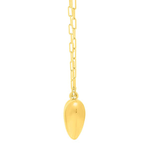 Sterling Silver Gold Plated Large Puffed Heart Long Necklace