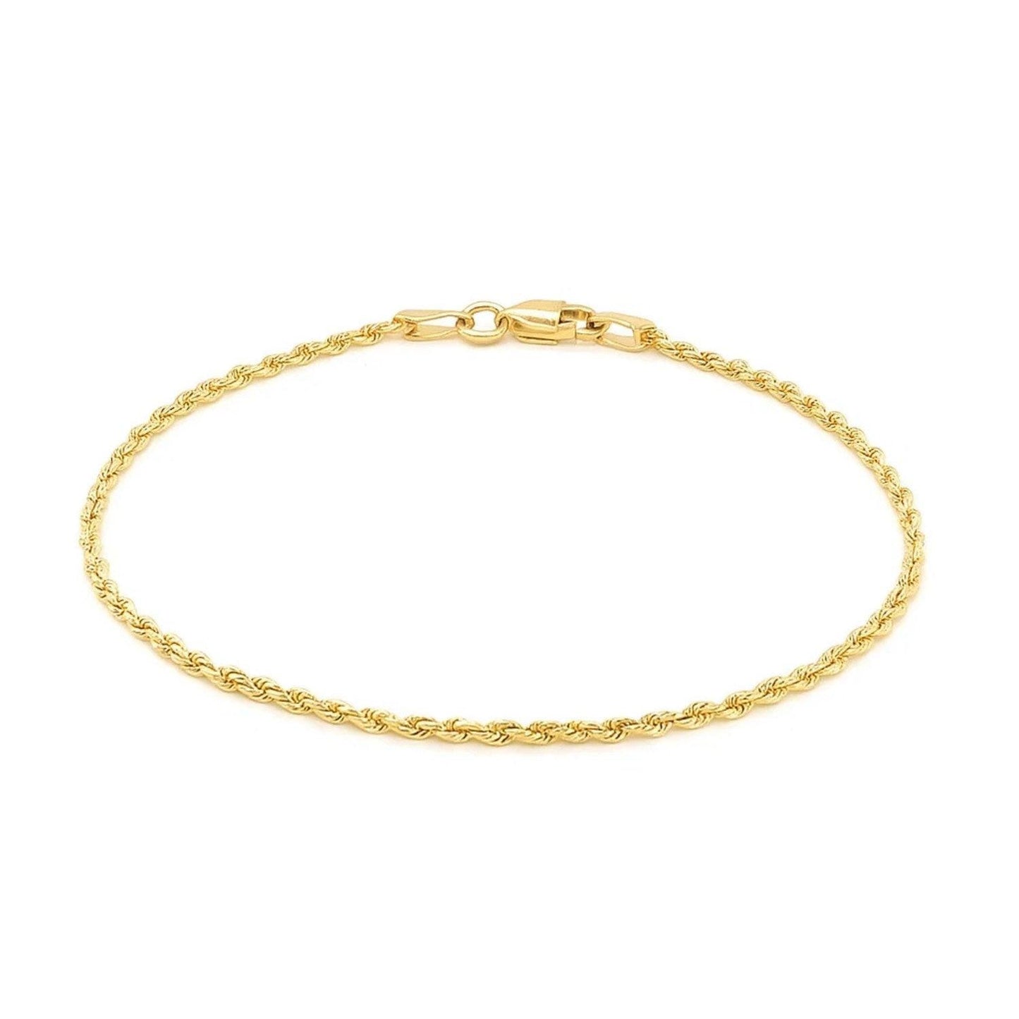 14k Yellow Gold Solid Diamond Cut Rope Bracelet (1.60 mm)