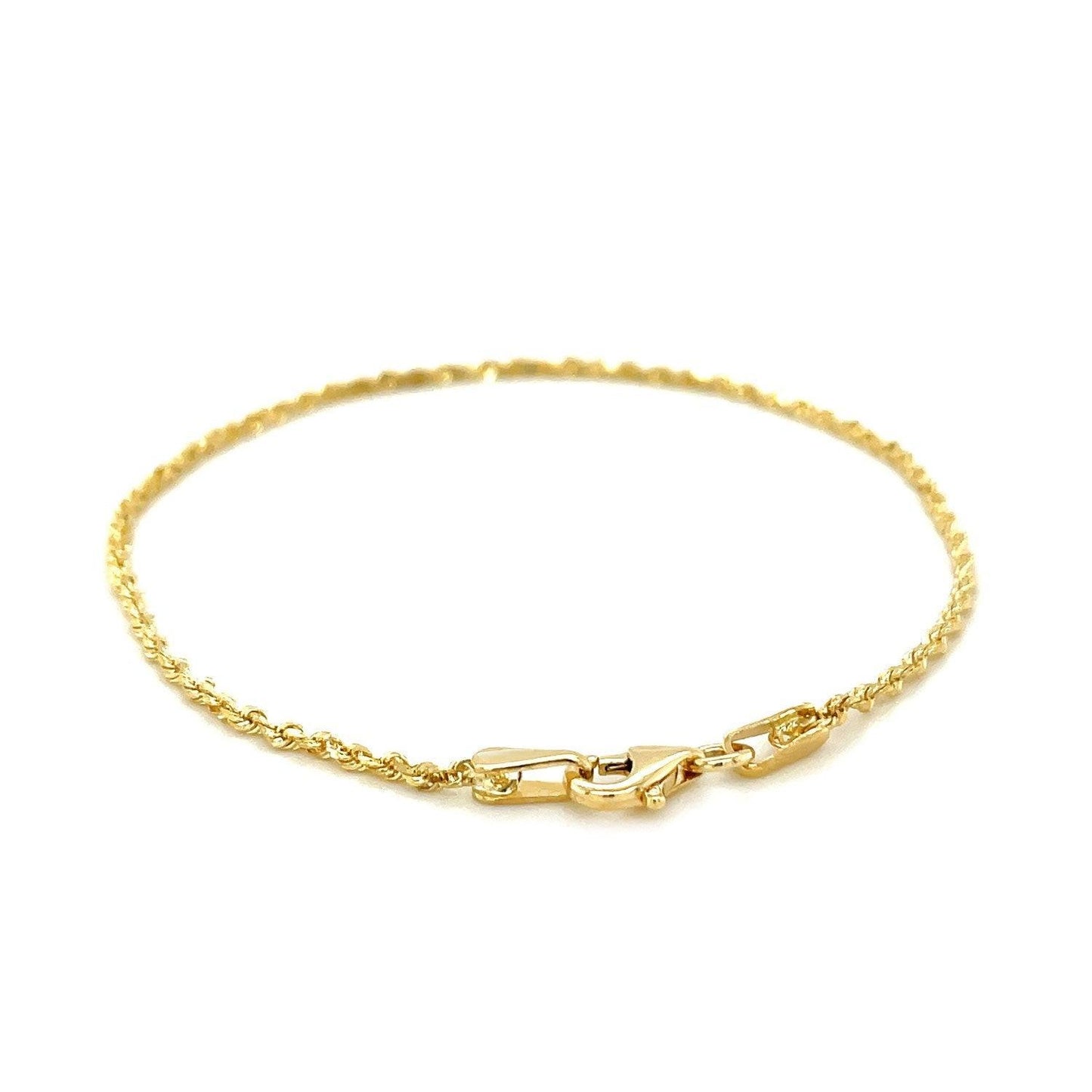 14k Yellow Gold Solid Diamond Cut Rope Bracelet (1.60 mm)