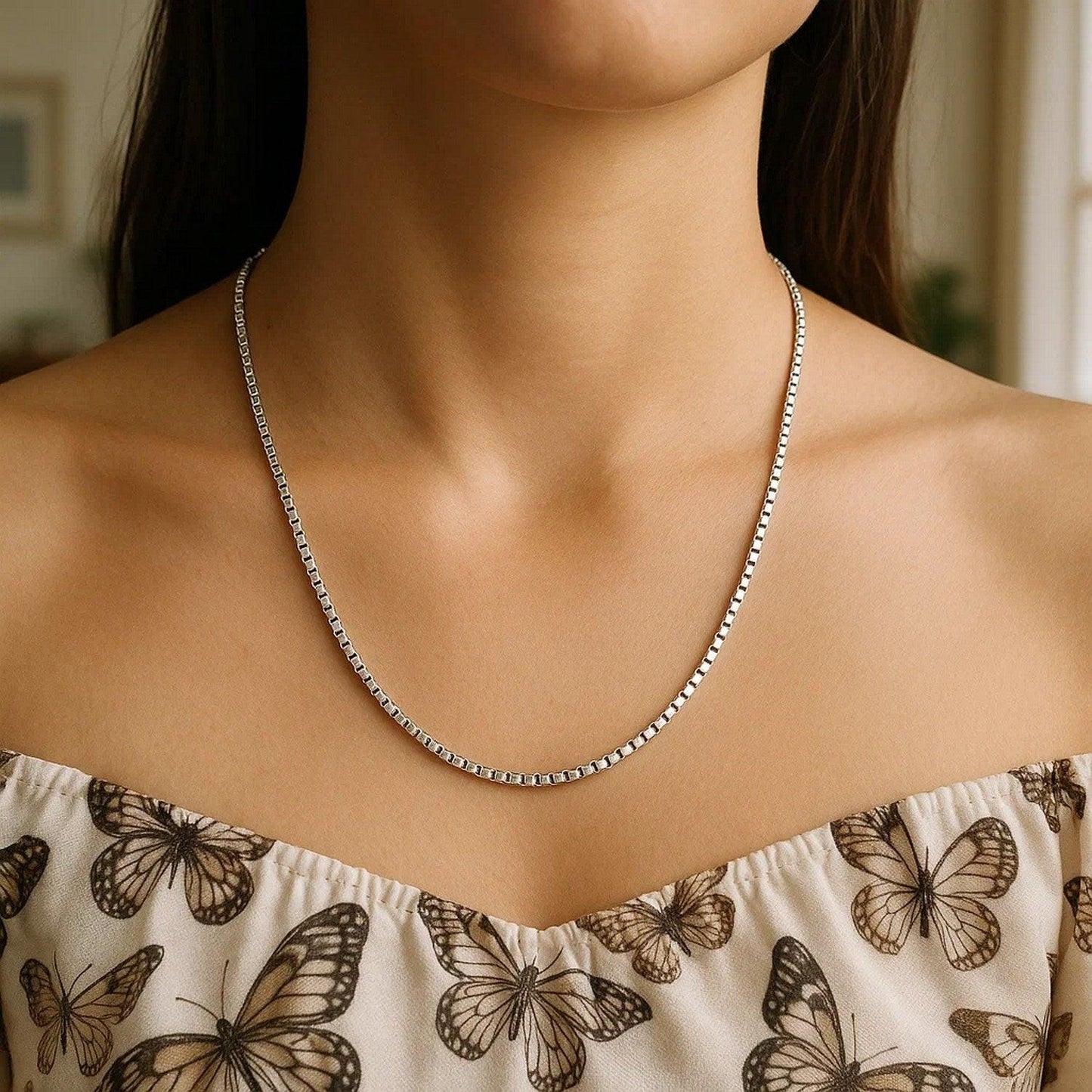 14k White Gold Round Box Chain (2.5 mm)