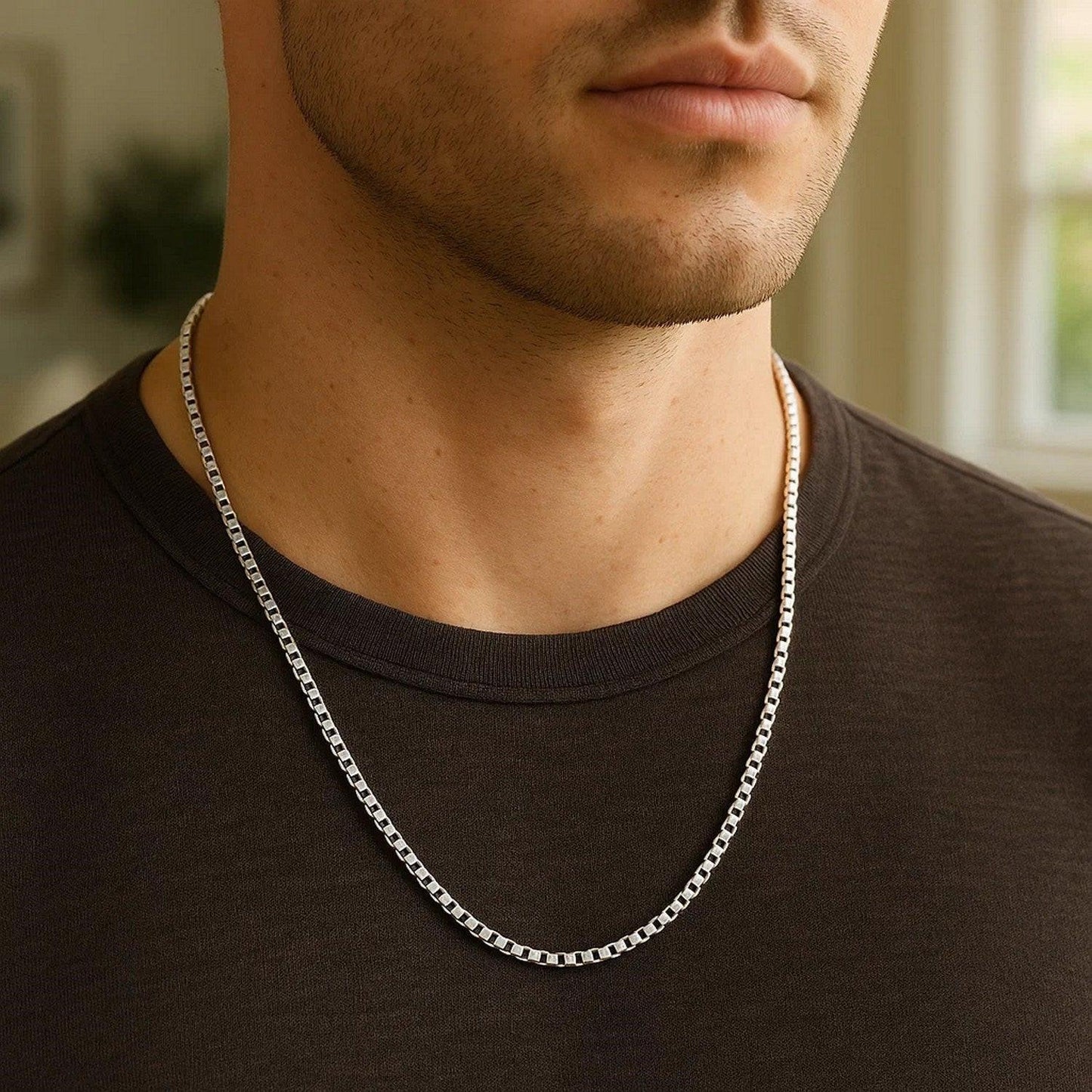 14k White Gold Round Box Chain (2.5 mm)