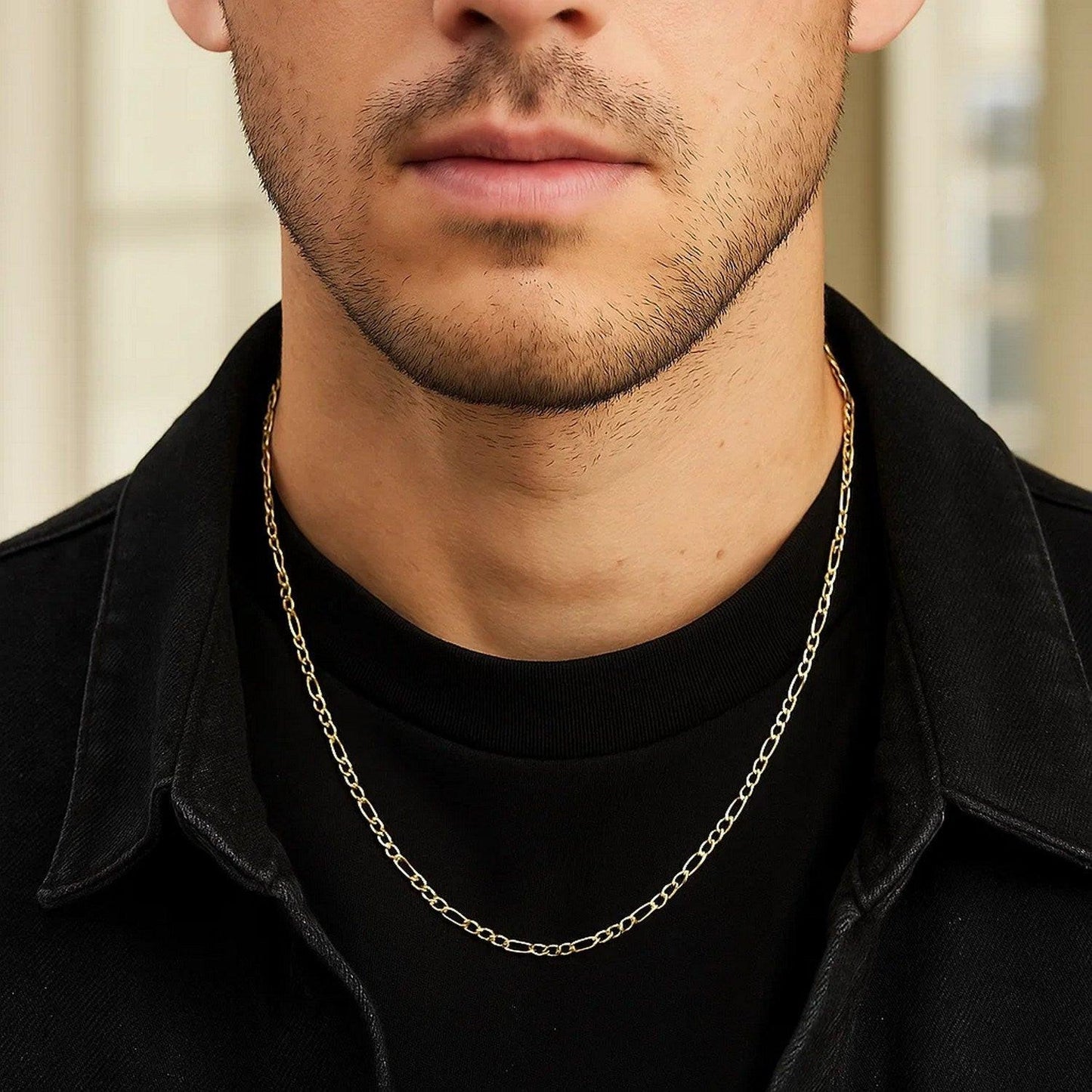 14k Yellow Gold Solid Figaro Chain (2.80 mm)