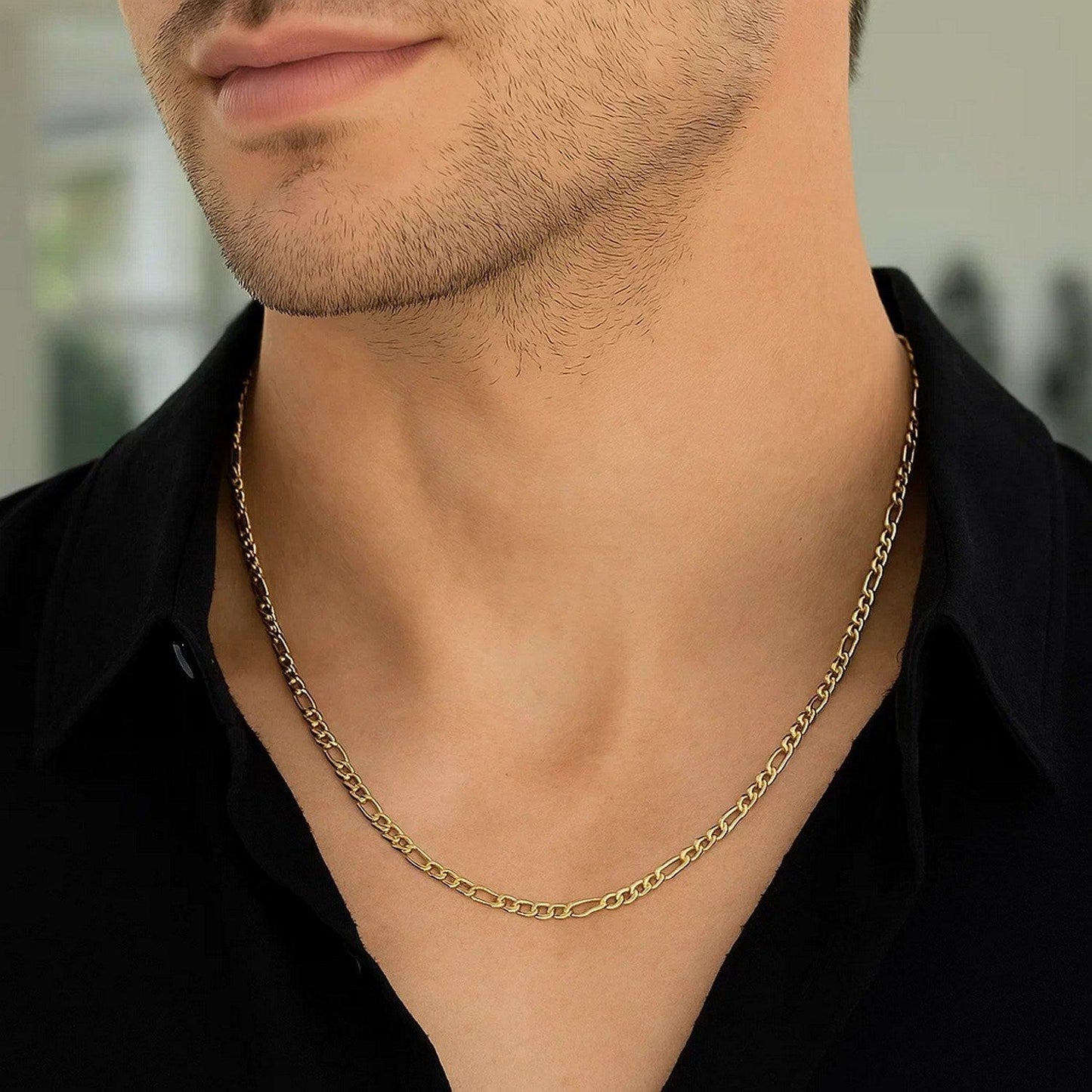 14k Yellow Gold Solid Figaro Chain (2.80 mm)