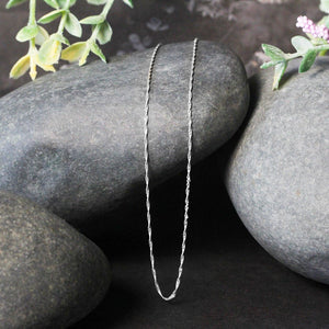 14k White Gold Singapore Chain 0.8mm (0.81 mm)