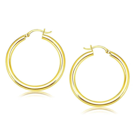 14k Yellow Gold Polished Hoop Earrings (4x40mm)