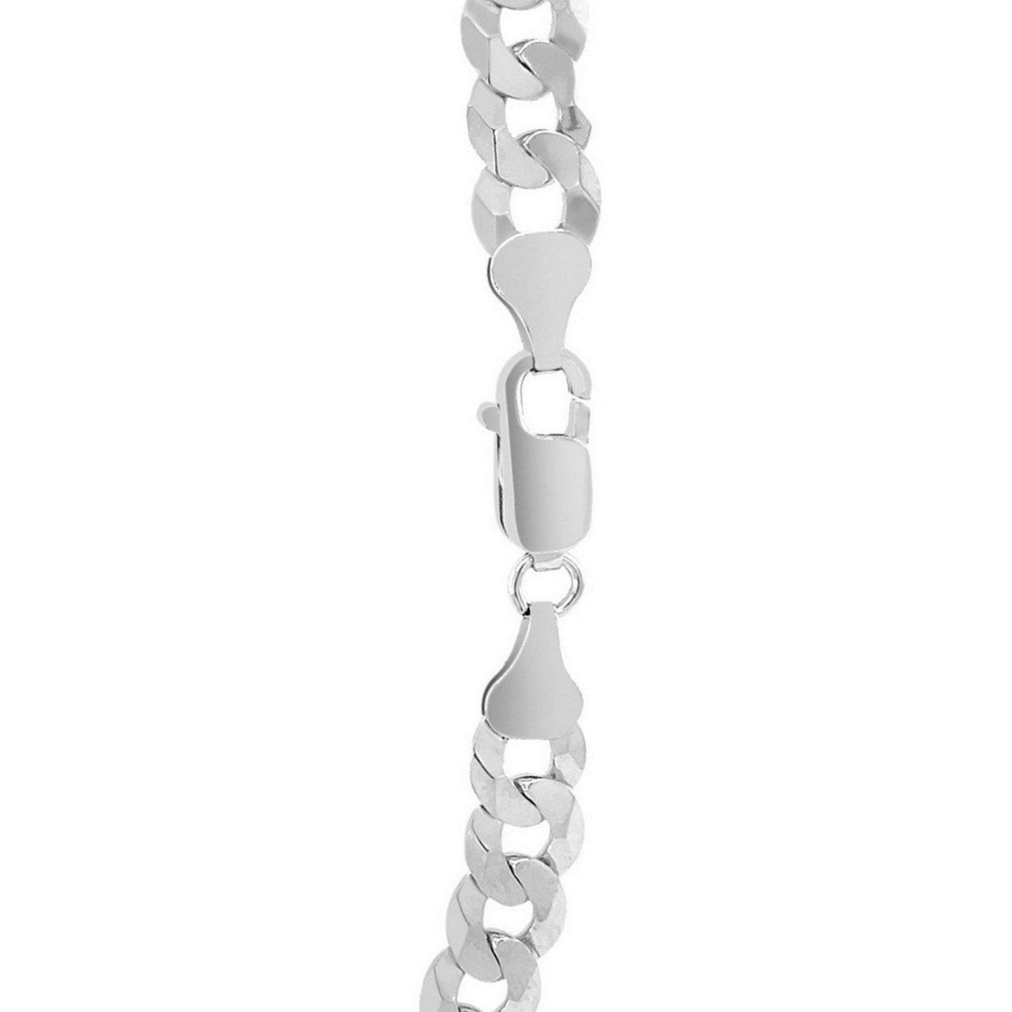 Rhodium Plated Sterling Silver Curb Style Chain (7.90 mm)