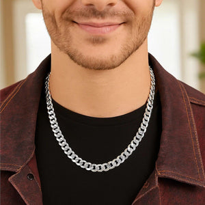 Rhodium Plated Sterling Silver Curb Style Chain (7.90 mm)