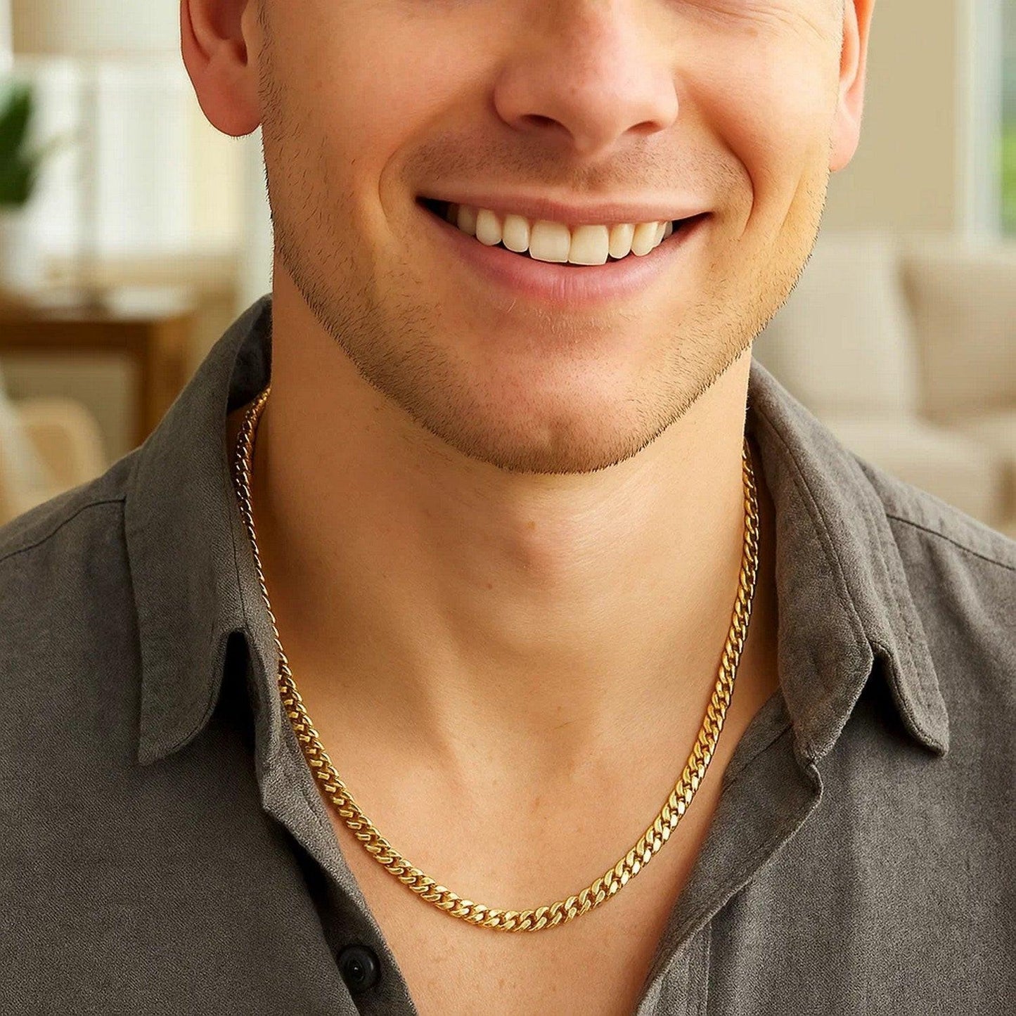 4.0mm 14k Yellow Gold Classic Solid Miami Cuban Chain