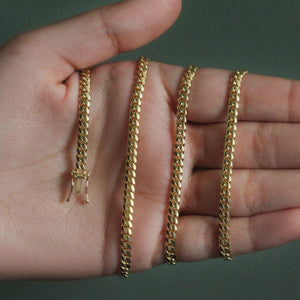 4.0mm 14k Yellow Gold Classic Solid Miami Cuban Chain