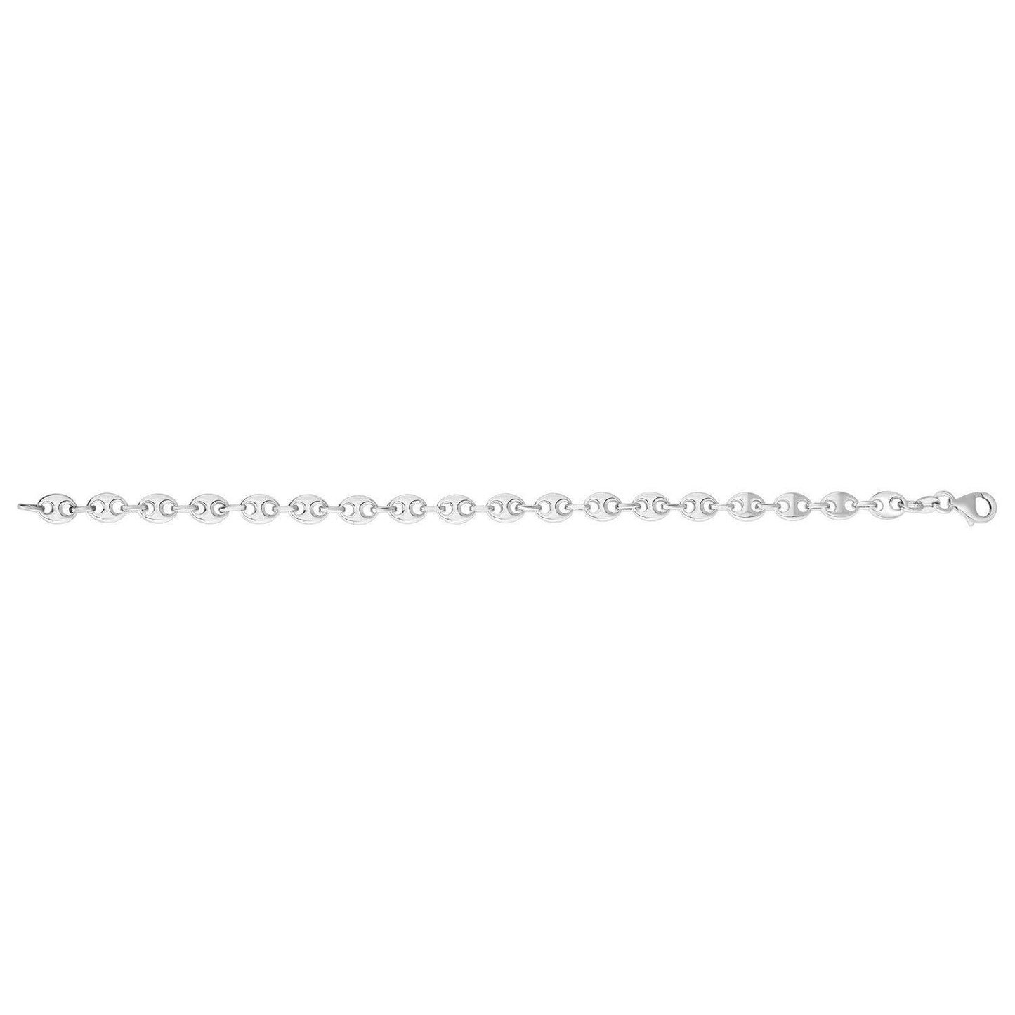 Sterling Silver Rhodium Plated Puffed Mariner Bracelet (3.70 mm)