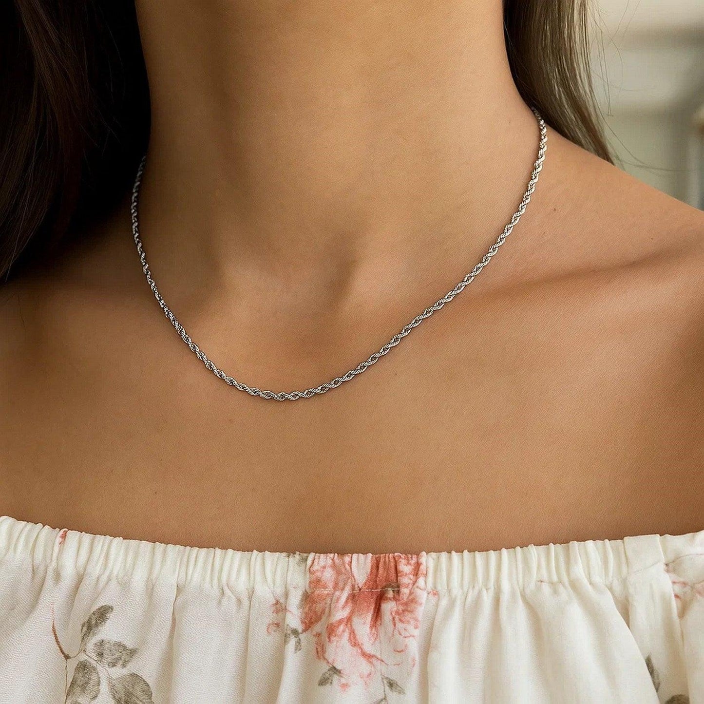 Sterling Silver 1.8mm Diamond Cut Rope Style Chain