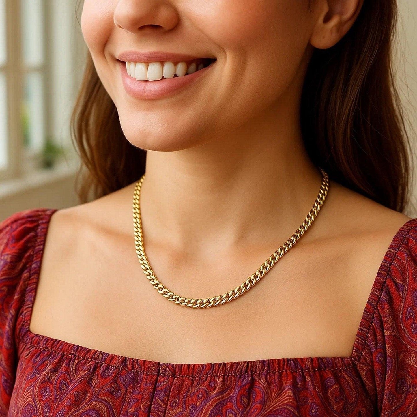 Sterling Silver Yellow Gold Plated Miami Cuban Chain (4.90 mm)