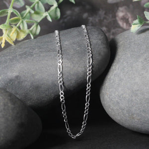 14k White Gold Solid Figaro Chain (2.60 mm)