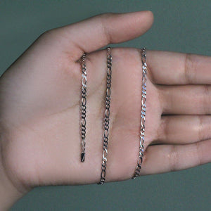 14k White Gold Solid Figaro Chain (2.60 mm)