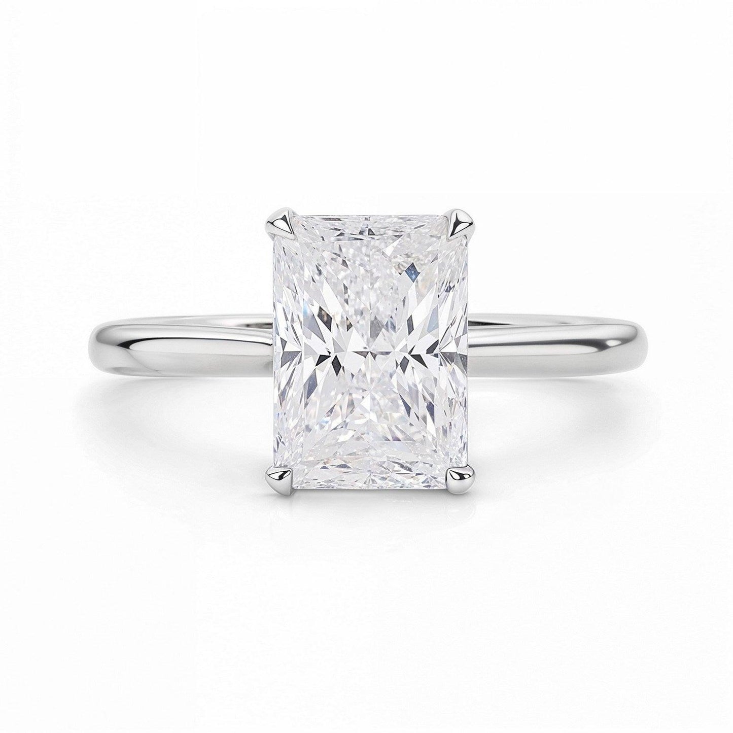 3 Carat Radiant Lab Grown IGI G/VS1 Diamond Solitaire Ring in 10K White Gold