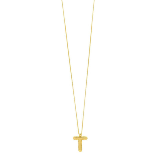 14K Yellow Gold Helium Initial T Pendant