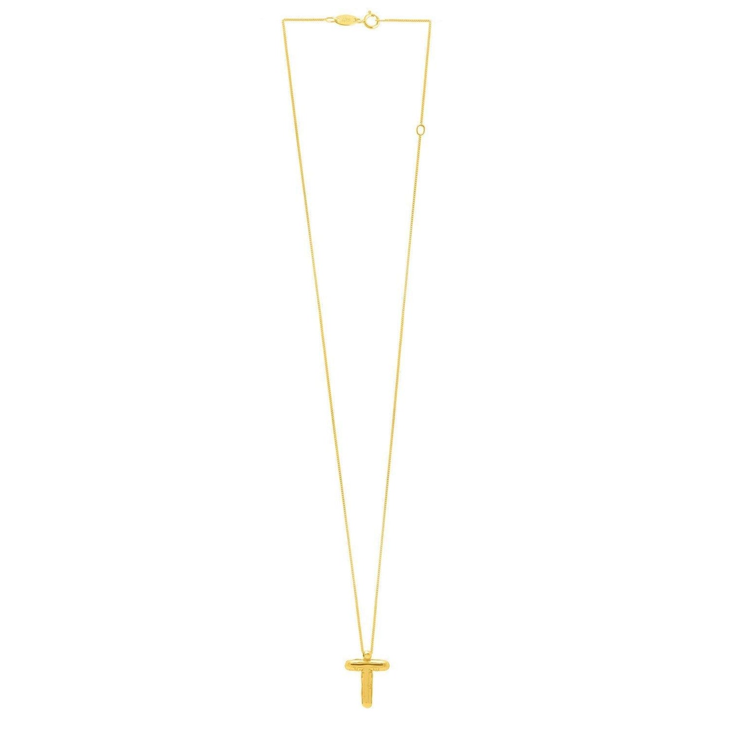 14K Yellow Gold Helium Initial T Pendant
