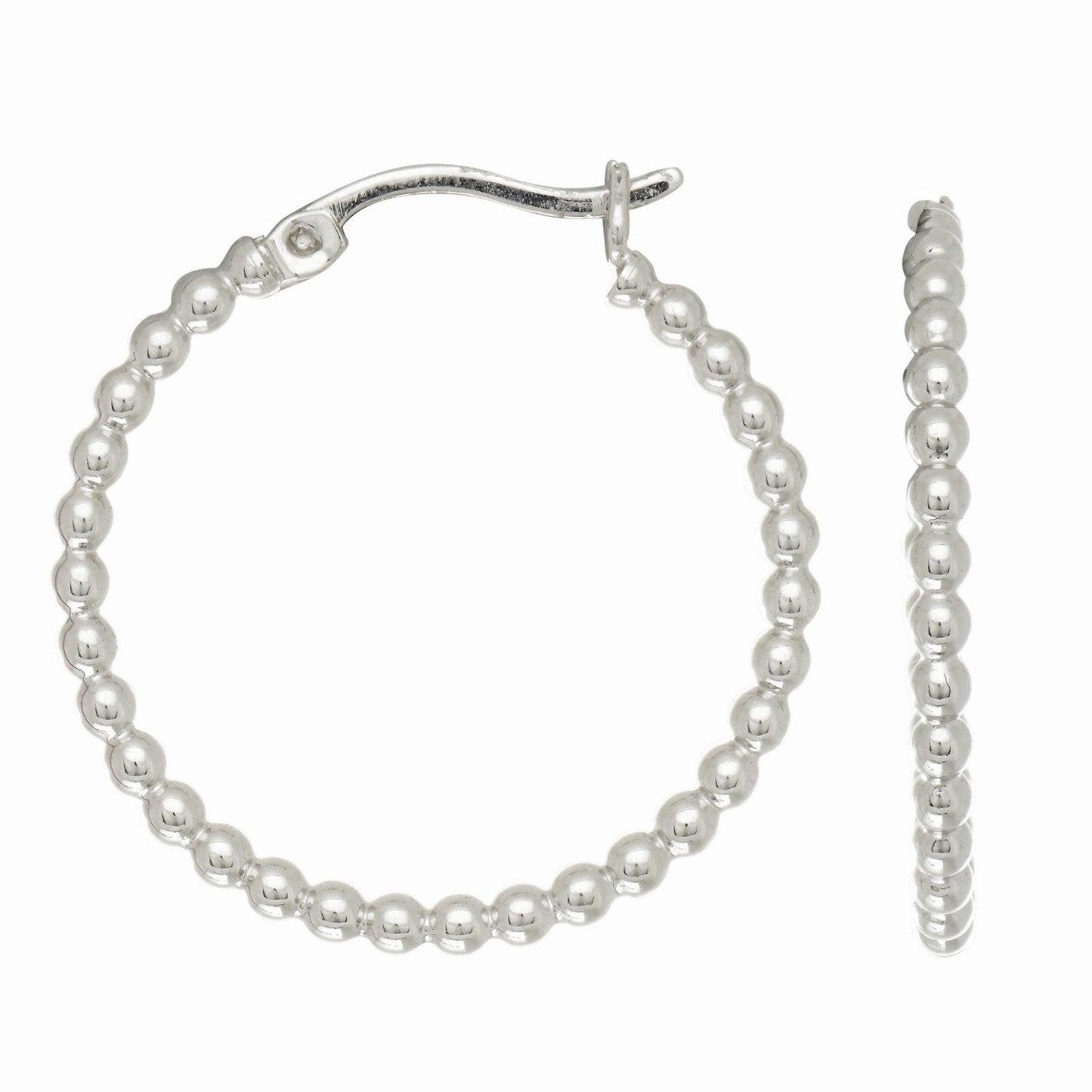 Sterling Silver Small Bead Hoop Earrings
