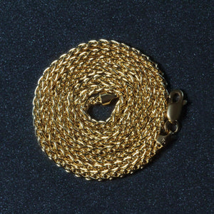 14k Yellow Gold Round Wheat Chain (2.1 mm)