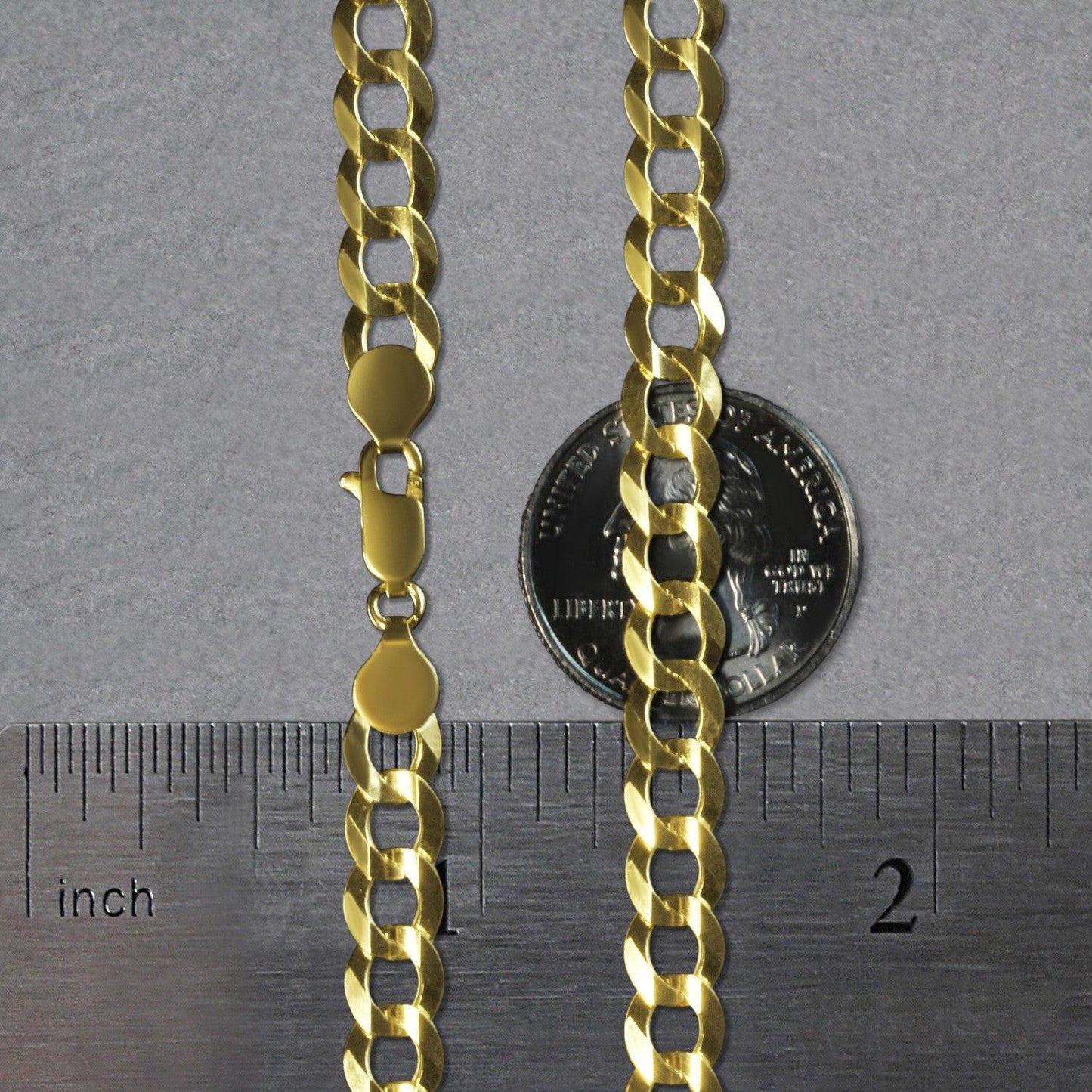 14k Yellow Gold Solid Curb Chain (7.00 mm)
