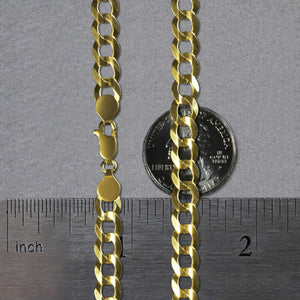 14k Yellow Gold Solid Curb Chain (7.00 mm)