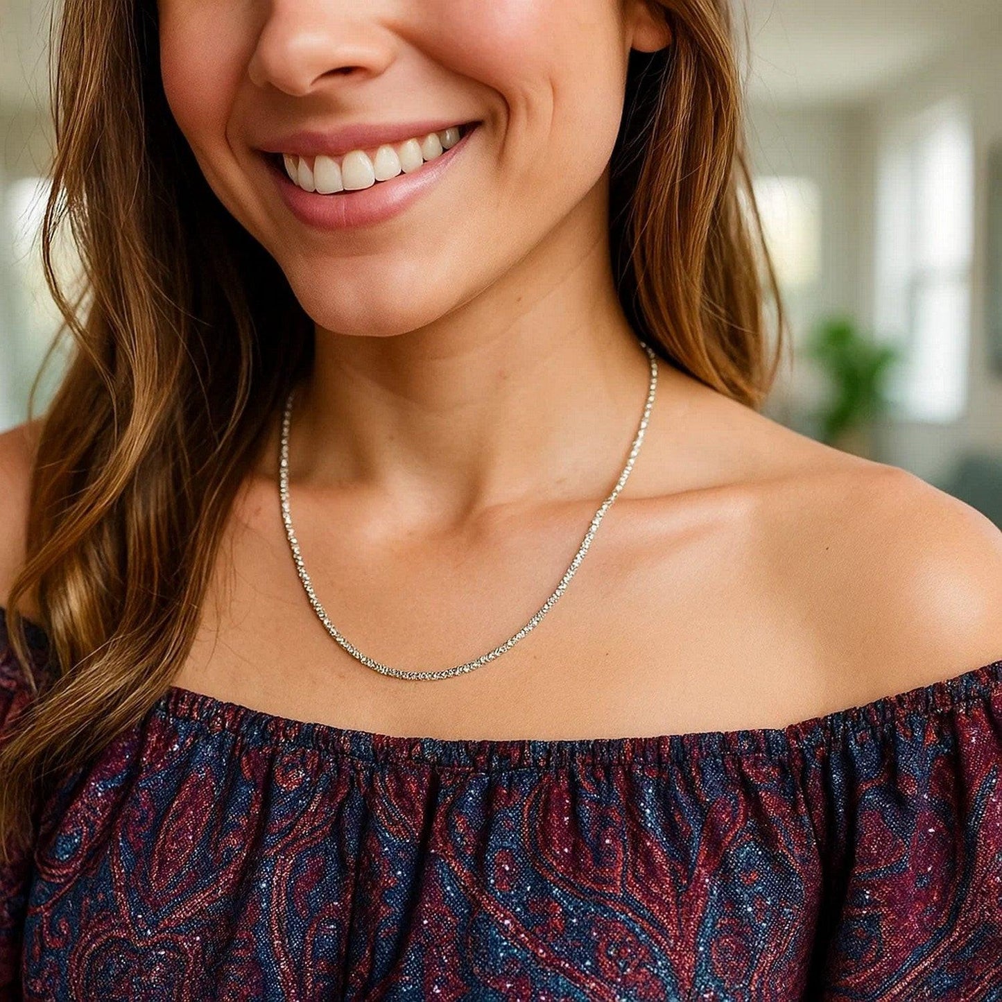 Rhodium Plated 2.2mm Sterling Silver Sparkle Style Chain (2.20 mm)