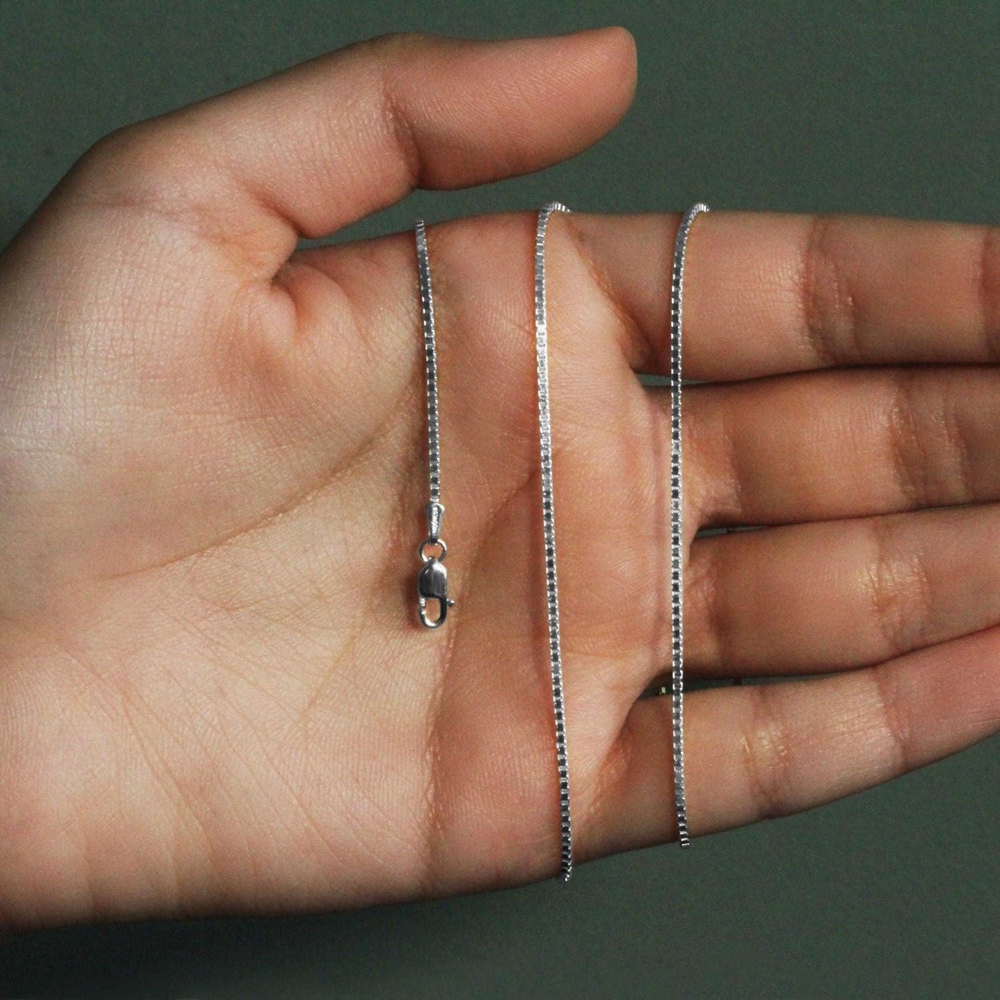 14k White Gold Classic Box Chain (1.10 mm)