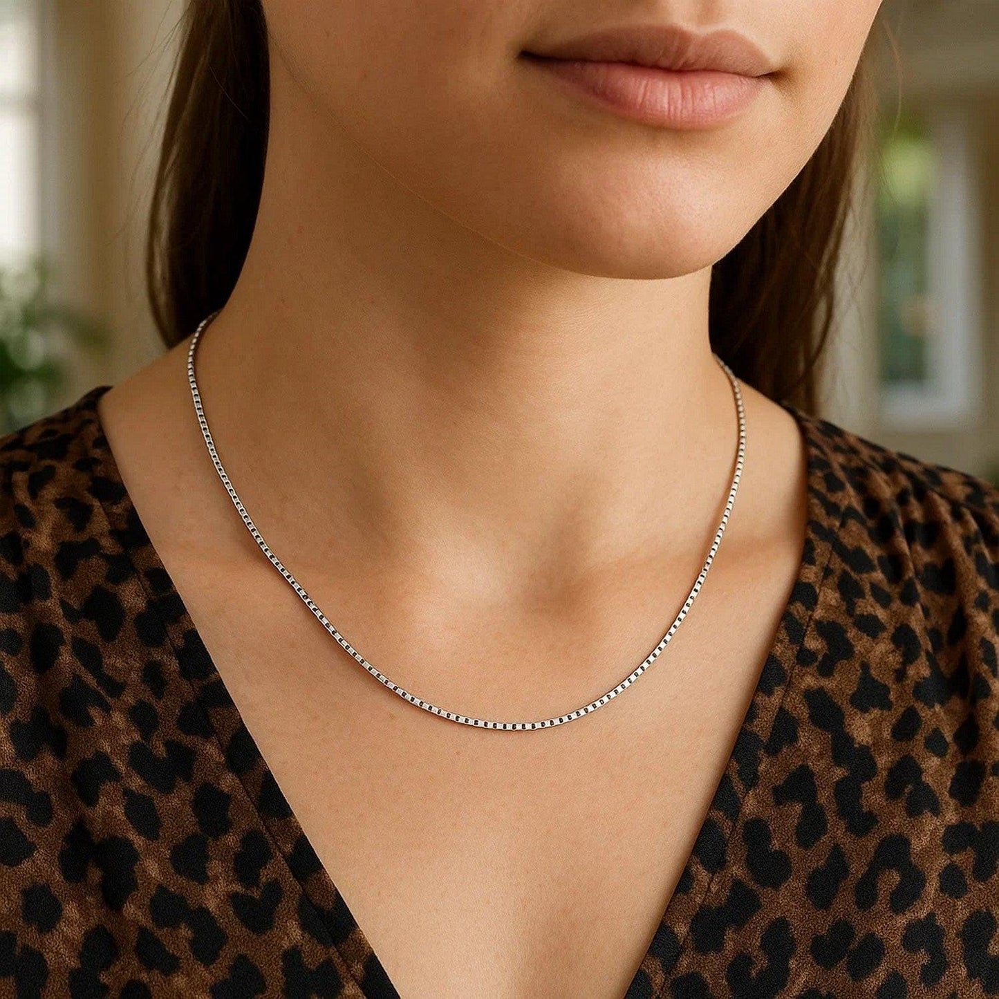 14k White Gold Classic Box Chain (0.85 mm)