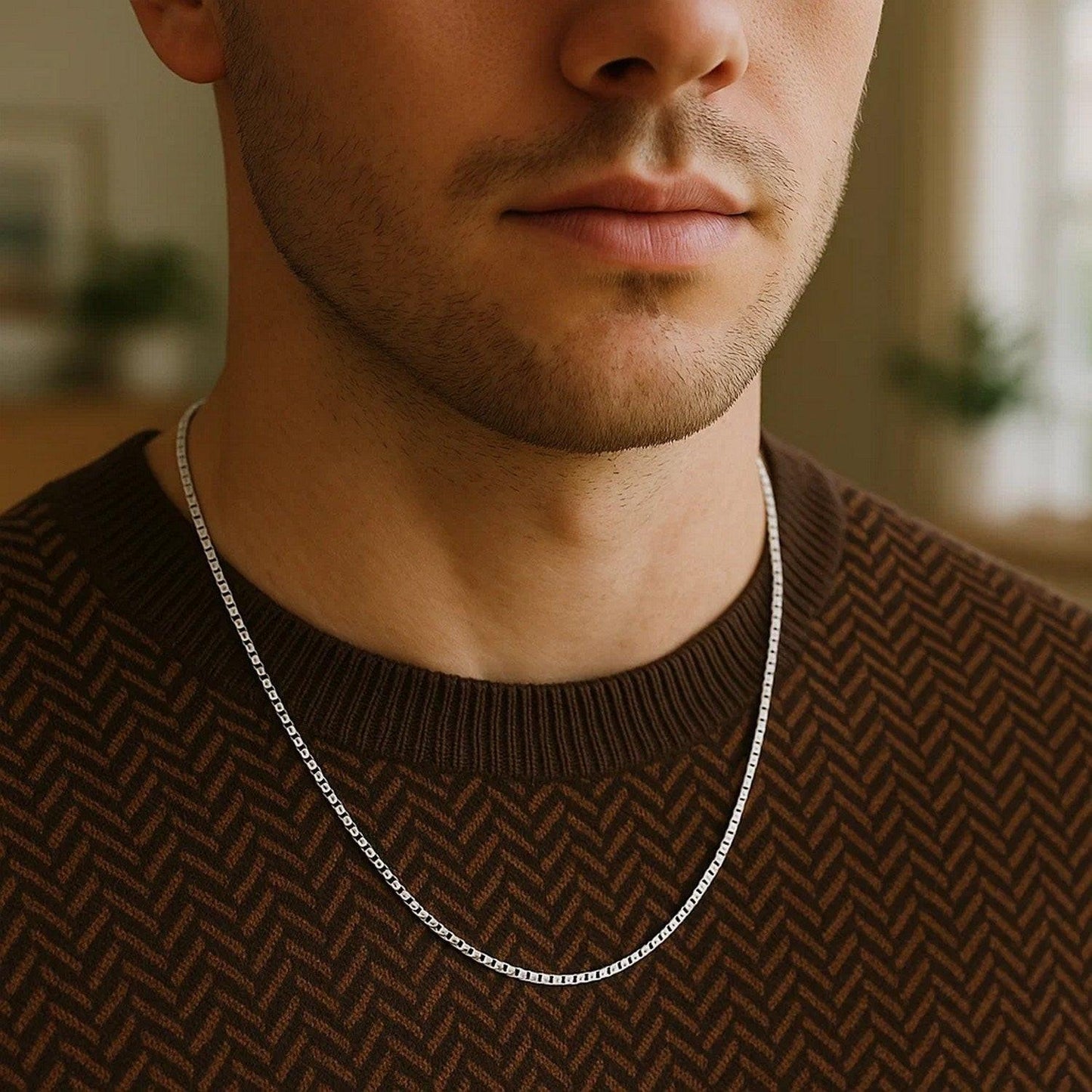 14k White Gold Classic Box Chain (0.85 mm)