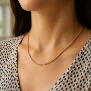 14k Yellow Gold Round Wheat Chain (1.00 mm)