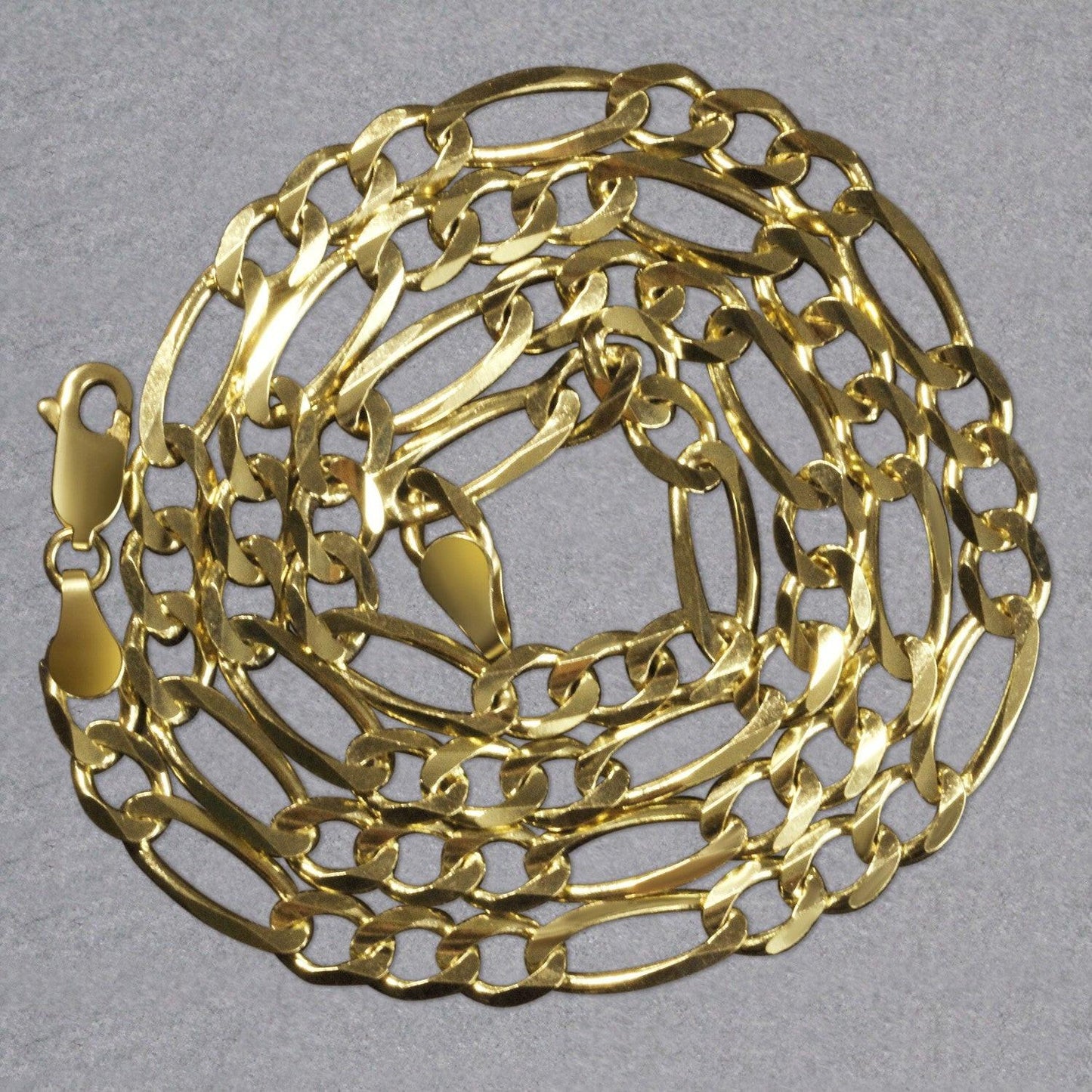 10K Yellow Gold Solid Figaro Chain (5.30 mm)