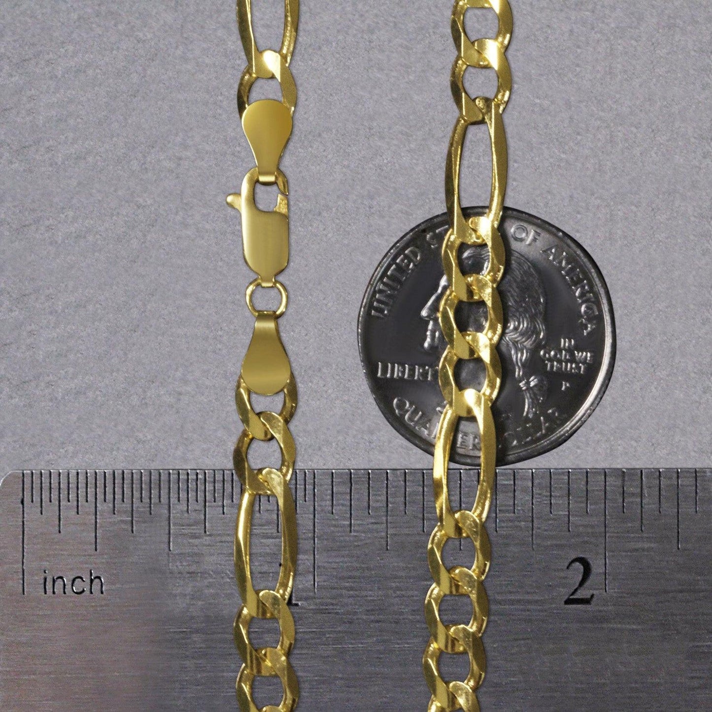 10K Yellow Gold Solid Figaro Chain (5.30 mm)