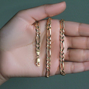 10K Yellow Gold Solid Figaro Chain (5.30 mm)