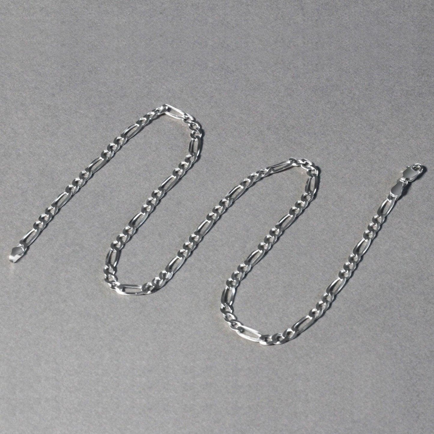 14k White Gold Solid Figaro Chain (3.80 mm)