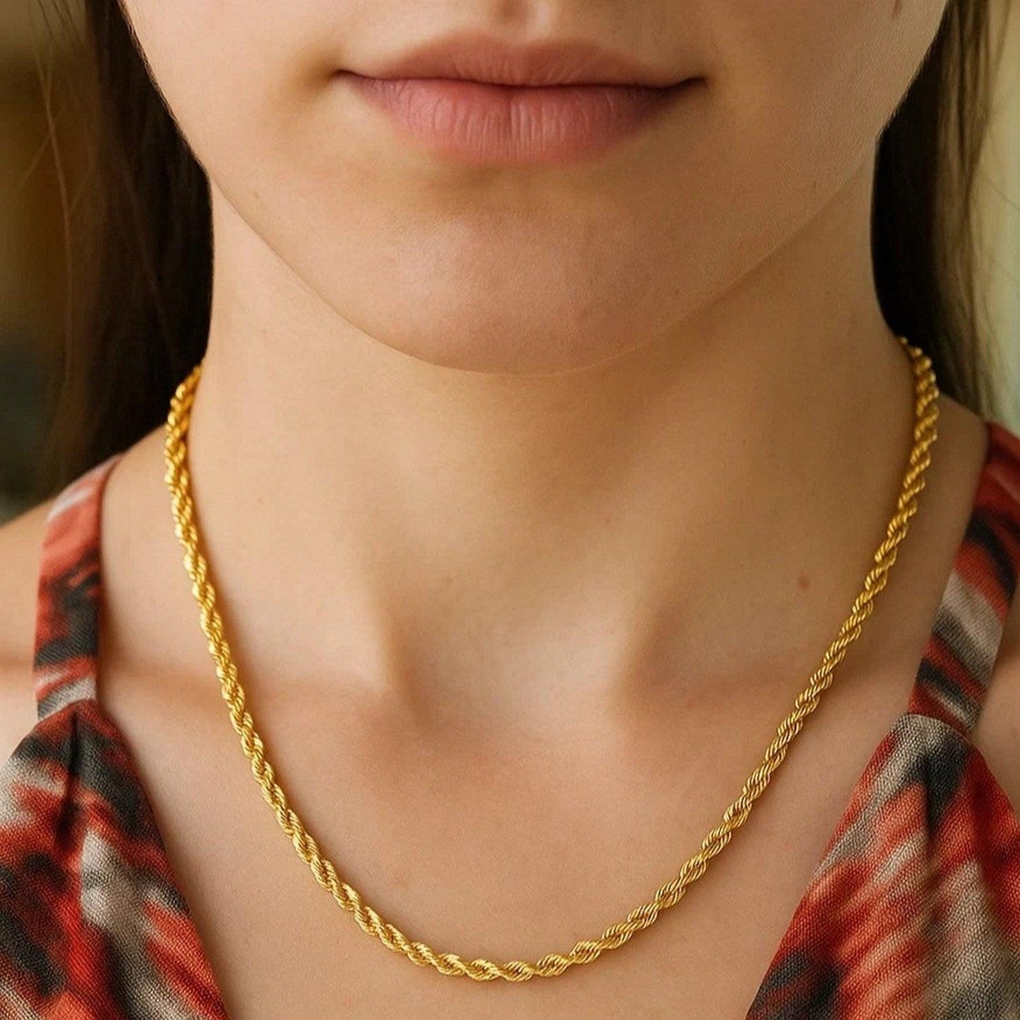 14k Yellow Gold Solid Diamond Cut Rope Chain (3.50 mm)