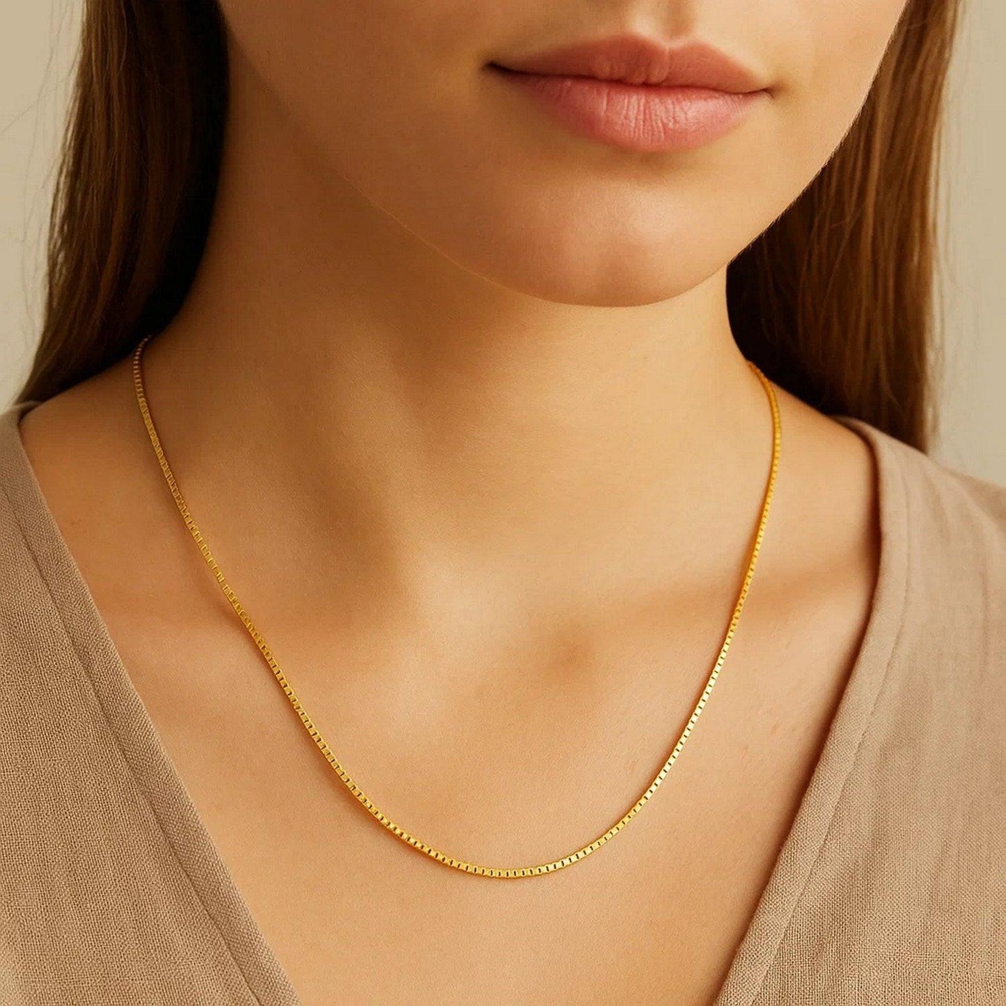 18k Yellow Gold Box Chain 0.6mm (0.60 mm)