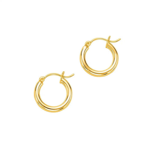 14k Yellow Gold Polished Hoop Earrings (3x15mm)