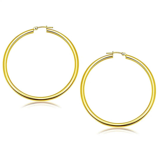 14k Yellow Gold Polished Hoop Earrings (3x50mm)