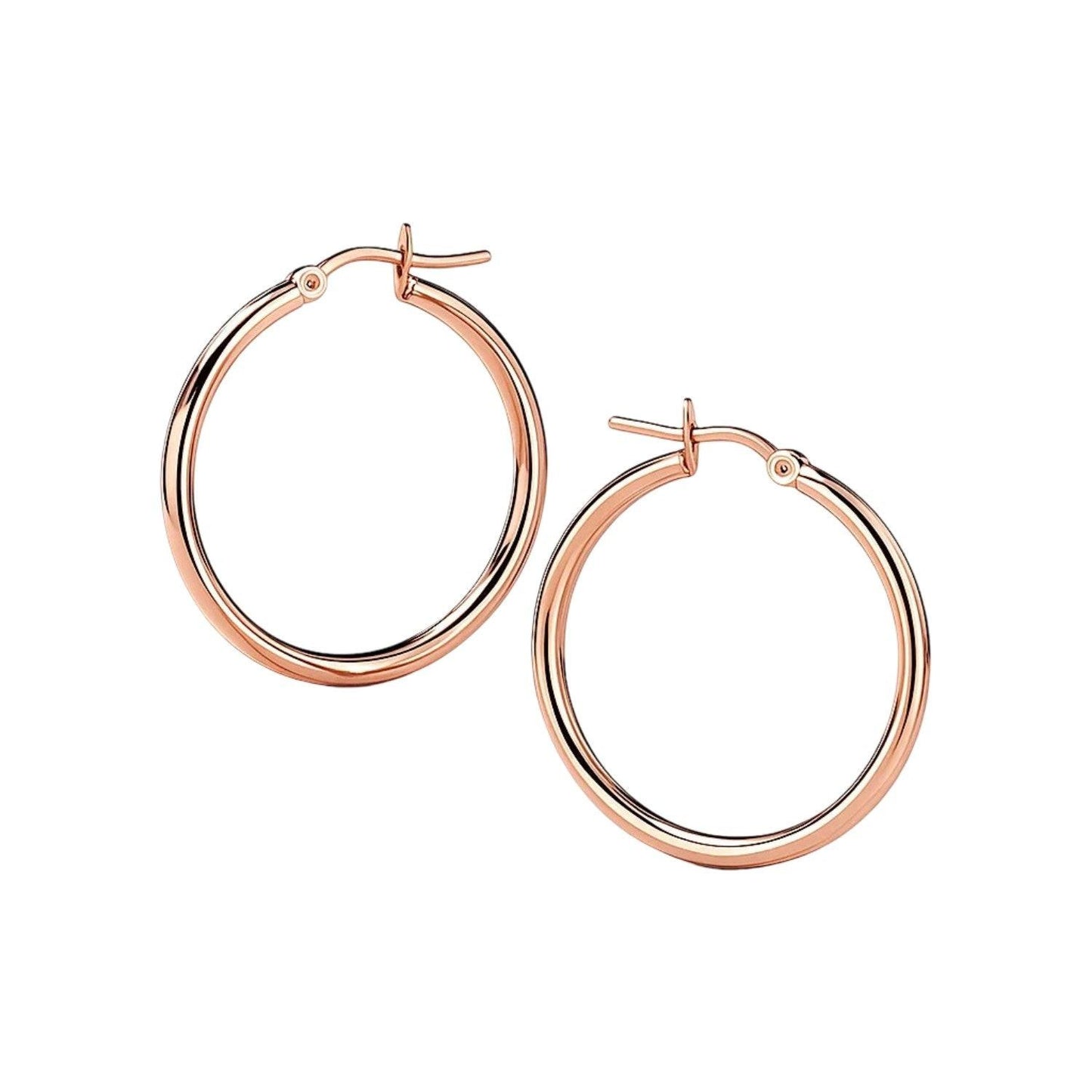 14k Rose Gold Polished Hoop Earrings (2x25mm)