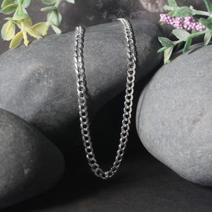 14k White Gold Solid Curb Chain (3.60 mm)