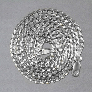 14k White Gold Solid Curb Chain (3.60 mm)
