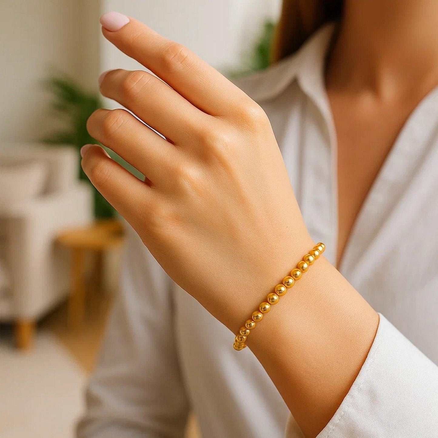 14k Yellow Gold Bead Bracelet  (5.00 mm)