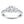 14k White Gold Three Stone Engagement Ring with Diamond Band